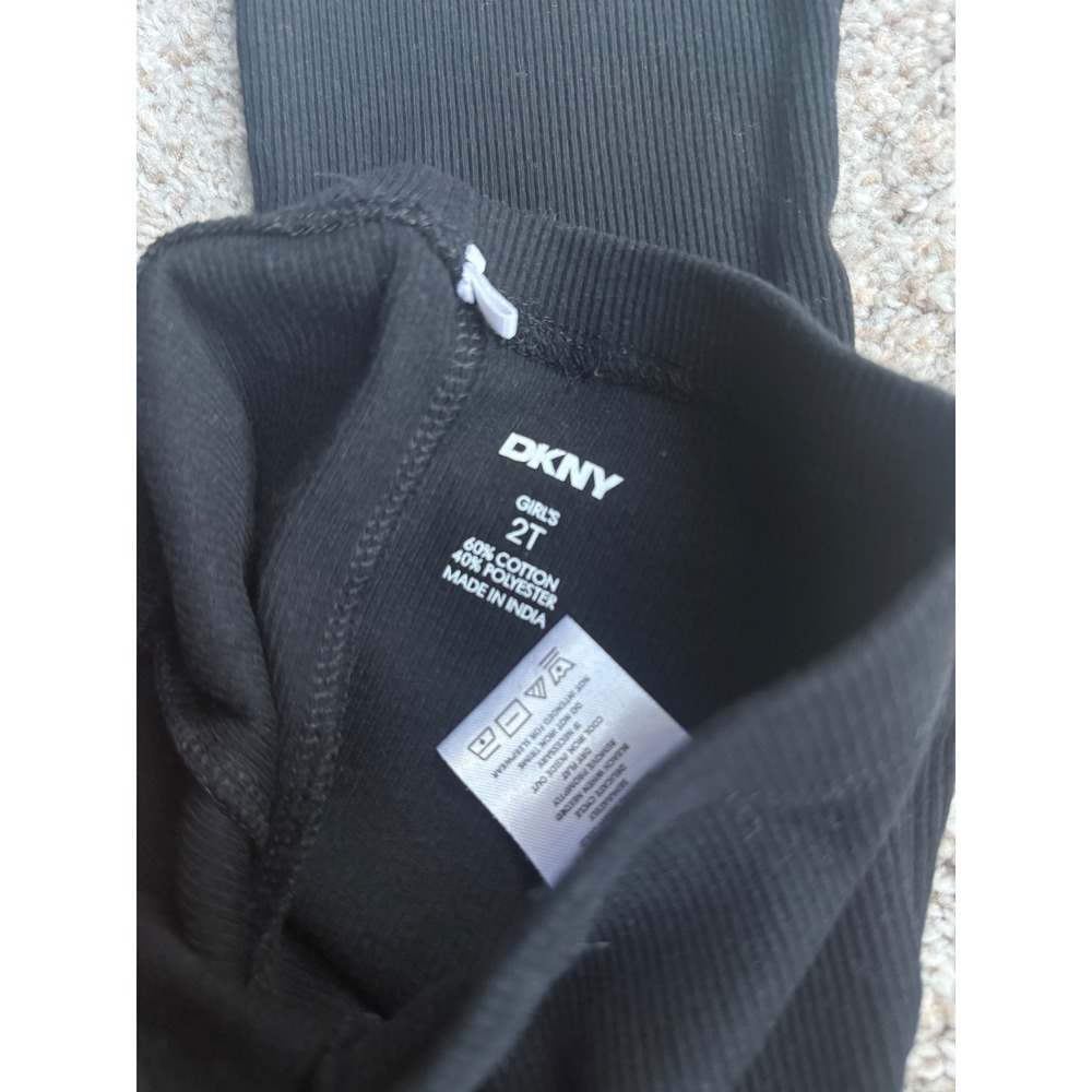 DKNY Girls Black Ribbed Flare Leggings Pants Size 2T - Picture 2 of 4